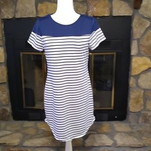 Blue and White Striped Tshirt Dress Size Medium